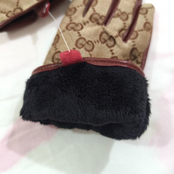 Gucci GG Jacquard Leather Gloves - Picture 5 of 5